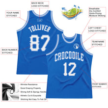 Load image into Gallery viewer, Custom Blue White-Light Blue Authentic Throwback Basketball Jersey