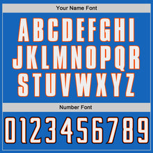 Laden Sie das Bild in den Galerie-Viewer, Custom Blue White-Orange Authentic Throwback Basketball Jersey