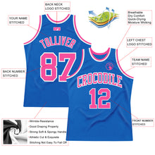 Laden Sie das Bild in den Galerie-Viewer, Custom Blue Pink-White Authentic Throwback Basketball Jersey
