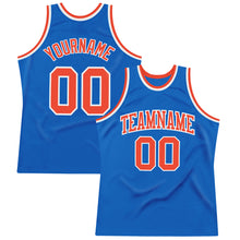 Загрузить изображение в средство просмотра галереи, Custom Blue Orange-White Authentic Throwback Basketball Jersey