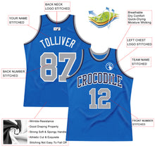 Загрузить изображение в средство просмотра галереи, Custom Blue Gray-White Authentic Throwback Basketball Jersey