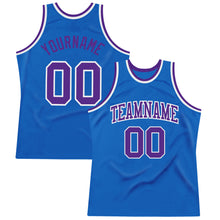 Загрузить изображение в средство просмотра галереи, Custom Blue Purple-White Authentic Throwback Basketball Jersey