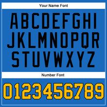 Load image into Gallery viewer, Custom Blue Gold-Black Authentic Throwback Basketball Jersey