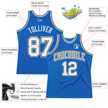 Загрузить изображение в средство просмотра галереи, Custom Blue White-Black Authentic Throwback Basketball Jersey
