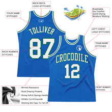 Загрузить изображение в средство просмотра галереи, Custom Blue White-Kelly Green Authentic Throwback Basketball Jersey
