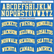 Загрузить изображение в средство просмотра галереи, Custom Blue White-Gold Authentic Throwback Basketball Jersey