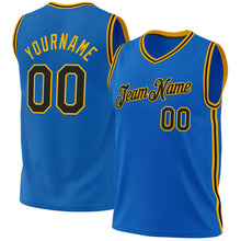 Загрузить изображение в средство просмотра галереи, Custom Blue Black-Gold Authentic Throwback Basketball Jersey