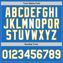 Загрузить изображение в средство просмотра галереи, Custom Blue White-Gold Authentic Throwback Basketball Jersey