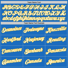 Загрузить изображение в средство просмотра галереи, Custom Blue White-Gold Authentic Throwback Basketball Jersey