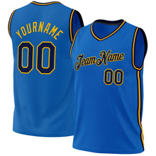 Загрузить изображение в средство просмотра галереи, Custom Blue Navy-Gold Authentic Throwback Basketball Jersey