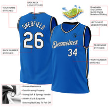 Загрузить изображение в средство просмотра галереи, Custom Blue White-Black Authentic Throwback Basketball Jersey