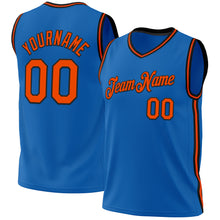 Загрузить изображение в средство просмотра галереи, Custom Blue Orange-Black Authentic Throwback Basketball Jersey