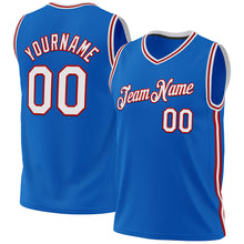 Загрузить изображение в средство просмотра галереи, Custom Blue White-Red Authentic Throwback Basketball Jersey