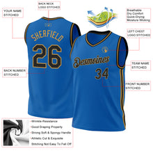 Загрузить изображение в средство просмотра галереи, Custom Blue Black-Old Gold Authentic Throwback Basketball Jersey