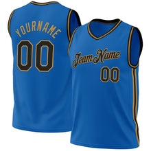 Загрузить изображение в средство просмотра галереи, Custom Blue Black-Old Gold Authentic Throwback Basketball Jersey