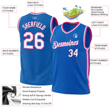Загрузить изображение в средство просмотра галереи, Custom Blue White-Pink Authentic Throwback Basketball Jersey