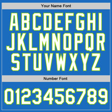 Загрузить изображение в средство просмотра галереи, Custom Blue White-Neon Green Authentic Throwback Basketball Jersey