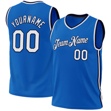 Загрузить изображение в средство просмотра галереи, Custom Blue White-Navy Authentic Throwback Basketball Jersey