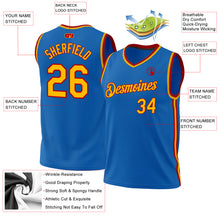 Загрузить изображение в средство просмотра галереи, Custom Blue Gold-Red Authentic Throwback Basketball Jersey