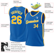 Загрузить изображение в средство просмотра галереи, Custom Blue Gold-White Authentic Throwback Basketball Jersey