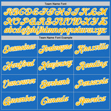 Загрузить изображение в средство просмотра галереи, Custom Blue Gold-White Authentic Throwback Basketball Jersey