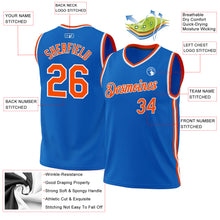 Загрузить изображение в средство просмотра галереи, Custom Blue Orange-White Authentic Throwback Basketball Jersey