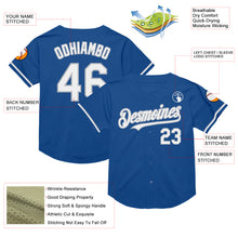 Load image into Gallery viewer, Custom Blue White-Gray Mesh Authentic Throwback Baseball Jersey
