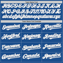 Load image into Gallery viewer, Custom Blue White-Gray Mesh Authentic Throwback Baseball Jersey
