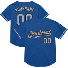 Load image into Gallery viewer, Custom Blue Gray-Black Mesh Authentic Throwback Baseball Jersey