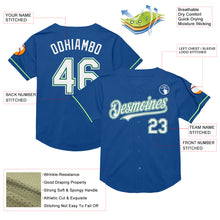 Load image into Gallery viewer, Custom Blue White-Kelly Green Mesh Authentic Throwback Baseball Jersey