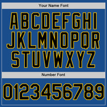 Загрузить изображение в средство просмотра галереи, Custom Blue Black-Yellow Mesh Authentic Throwback Baseball Jersey