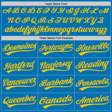 Load image into Gallery viewer, Custom Blue Yellow Authentic Baseball Jersey