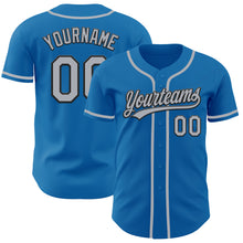 Load image into Gallery viewer, Custom Blue Gray-Black Authentic Baseball Jersey