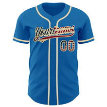 Load image into Gallery viewer, Custom Blue Vintage USA Flag-Cream Authentic Baseball Jersey