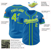 Laden Sie das Bild in den Galerie-Viewer, Custom Blue Neon Green-White Authentic Baseball Jersey