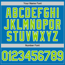 Laden Sie das Bild in den Galerie-Viewer, Custom Blue Neon Green-White Authentic Baseball Jersey