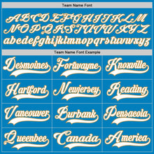 Загрузить изображение в средство просмотра галереи, Custom Blue White-Old Gold Hockey Lace Neck Jersey