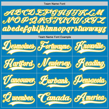 Загрузить изображение в средство просмотра галереи, Custom Blue White-Yellow Hockey Lace Neck Jersey