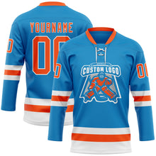 Загрузить изображение в средство просмотра галереи, Custom Blue Orange-White Hockey Lace Neck Jersey