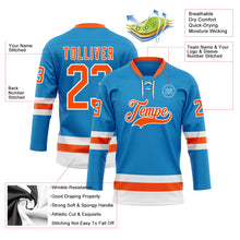 Загрузить изображение в средство просмотра галереи, Custom Blue Orange-White Hockey Lace Neck Jersey