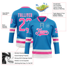 Загрузить изображение в средство просмотра галереи, Custom Blue Pink-White Hockey Lace Neck Jersey