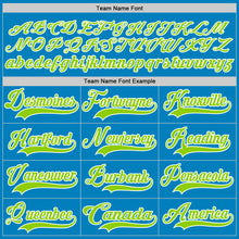 Загрузить изображение в средство просмотра галереи, Custom Blue Neon Green-White Hockey Lace Neck Jersey