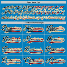 Загрузить изображение в средство просмотра галереи, Custom Blue Vintage USA Flag Cream-Black Hockey Lace Neck Jersey