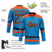 Laden Sie das Bild in den Galerie-Viewer, Custom Blue Black-Orange Hockey Lace Neck Jersey