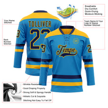 Загрузить изображение в средство просмотра галереи, Custom Blue Navy-Gold Hockey Lace Neck Jersey