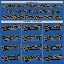 Laden Sie das Bild in den Galerie-Viewer, Custom Blue Black-Old Gold Authentic Throwback Baseball Jersey