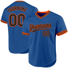 Загрузить изображение в средство просмотра галереи, Custom Blue Black-Orange Authentic Throwback Baseball Jersey