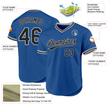 Laden Sie das Bild in den Galerie-Viewer, Custom Blue Black-Gray Authentic Throwback Baseball Jersey