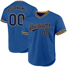 Laden Sie das Bild in den Galerie-Viewer, Custom Blue Navy-Old Gold Authentic Throwback Baseball Jersey