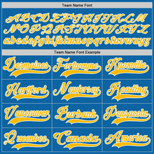 Laden Sie das Bild in den Galerie-Viewer, Custom Blue Gold-White Hockey Jersey